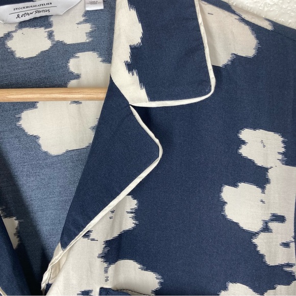 & Other Stories Womens Long sleeve top 6 Navy White Button Down - Picture 9 of 15